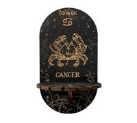 Ucuse Petite étagère murale en bois à suspendre en forme de lune en cristal style bohème avec fleurs et papillons pour décoration d'huiles essentielles Noir