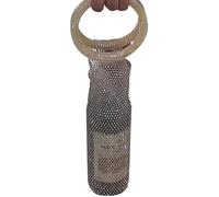 Ucuse Pochette à vin en maille avec poignée en résine et strass intégrés, porte-bouteille, sac isotherme polyvalent pour un usage quotidien, sac à poignée élégante, sac à vin pour femme, sac à vin en
