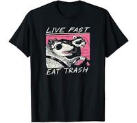 UCZTIKKZ Live Fast Eat Trash T-Shirt Men Black L