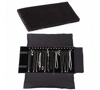 UdaLen Sac à roulettes pour organisateur de bijoux, rouleau pliable pour bijoutier grande capacité et pratique portable, pour plusieurs colliers, bracelets, noir, Flannel