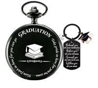 Udaney Coffret cadeau de remise de diplôme 2026 pour fils/petit-fils - Montre de poche gravée et porte-clés