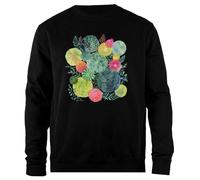 Udaytee Cercles Succulents Sweatshirt Unisexe Noir à Col Roulé Simple-Fit Simple-Fit Pullover Black Unisex Sweatshirt