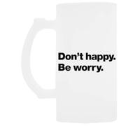 Udaytee Dont Happy. Be Worry. Verre à Bières avec Poignée Handled Glass Beer Drinking Cup