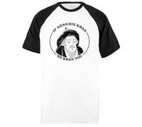 Udaytee Gengis Khan T-Shirt De Baseball Unisexe Blanc À Manches Courtes Courtes Short Black-Sleeved White Unisex Baseball T-Shirt
