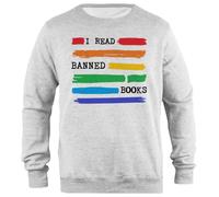 Udaytee I Read Banned Books Rainbow Sweatshirt Unisexe Gris à Col Roulé Simple-Fit Simple-Fit Pullover Grey Unisex Sweatshirt