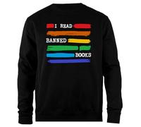 Udaytee I Read Banned Books Rainbow Sweatshirt Unisexe Noir à Col Roulé Simple-Fit Simple-Fit Pullover Black Unisex Sweatshirt