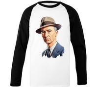 Udaytee J. Robert Oppenheimer T-Shirt De Baseball Unisexe Blanc À Manches Noires Black-Sleeved White Unisex Baseball T-Shirt