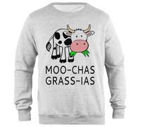 Udaytee Moo-Chas Grass-Ias (Muchas Gracias) Sweat-Shirt Unisexe Gris À Coupe Simple