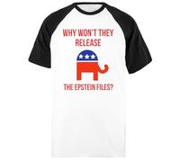 Udaytee Pourquoi RefusentIls De Publier Les Dossiers Epstein ? T-Shirt De Baseball Unisexe Blanc À Manches Courtes Courtes Short Black-Sleeved White Unisex Baseball T-Shirt