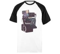Udaytee Stephen Hawking T-Shirt De Baseball Unisexe Blanc À Manches Courtes Courtes Short Black-Sleeved White Unisex Baseball T-Shirt