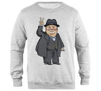 Udaytee Winston Churchill Sweatshirt Unisexe Gris à Col Roulé Simple-Fit Simple-Fit Pullover Grey Unisex Sweatshirt
