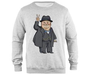 Udaytee Winston Churchill Sweatshirt Unisexe Gris à Col Roulé Simple-Fit Simple-Fit Pullover Grey Unisex Sweatshirt