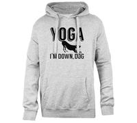 Udaytee Yoga Je suis en Position du Chien Tête en Bas Sweat À Capuche Gris Unisexe, Coupe Simple Simple-Fit Hoodie Grey Unisex Sweatshirt