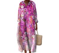 Udbeksid Robes en Lin pour Femmes 2025 Robe Longue sans Manches à col V d'été décontractée et Fluide Femme Décontracté Mi Dress Grande Taille Chic Elegant Fleurie Ete Tenue Plage Bohème Légère Col