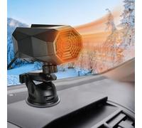 Udbrud 12 V 150 W Désembueur De Voiture Pare-Brise, 2 en 1 Ventilateur de Chauffage Chauffe Automobile Portable avec pivotant à 360° Dégivreur De Chauffage De Voiture avec Allume-Cigare