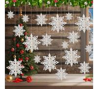 Udbrud 18 Pièces Flocons de Neige Décoration, Flocon de Neige a Suspendre 3D Flocons de Neige Ornement Décorations Suspendues de Flocon de Neige pour Arbre de Noël et Décorations de Fête