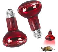 Udbrud 2 Pièces Lampe Chauffante Reptile 100W, Ampoules Chauffantes pour Reptiles Support Lampe Infrarouge Lampe Chauffante E27 pour Reptiles et amphibiens, Tortue, Lézard, Poussin