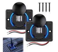 Udbrud 2 Pièces Prise de Chargeur USB 12V/24V, Chargeur de Voiture Double USB 3.1A avec Interrupteur, Panneau de USB Commande Prise Charge Rapide avec LED pour Moto Voiture Marine Camion