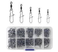 Udbrud 210 Pièces Emerillon de Pêche, Emerillon Rolling avec Snap Coastlock, Anneau Soudé en Acier Inoxydable, Émerillons de Pêche Haute Vitesse Pêche Baril Connecteur Anneaux 2# 4# 5# 6# 8#