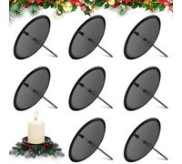 Udbrud 8 Pièces Bougeoir pour Bougies de l'Avent, Bougeoir Couronne de l'Avent Bougeoir Noir Bougeoirs Noël de l'Avent Rond en Métal Porte-Bougies pour l'Avent, Noël, Décoration de Table