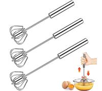 Udbrud Fouet Semi-Automatique, 3 Pcs Acier Inoxydable Fouet Fouet Cuisine Professionnel Batteur Rotatif gadgets de cuisine et de cuisine pour la Cuisson, Le mélange, l'agitation (34 cm/30cm/27cm)