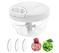 Udbrud Hachoir Manuel 500 Ml, Hachoir Oignon Avec 3 Lames En Acier Inoxydable Hachoir Manuel Avec Cordon De Serrage Hachoir Multifonction Mixeur Manuel Coupe Ail Pour Légumes, Viande