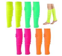 Udbrud Jambières pour Femme, 4 Paires Neon Warmers Chaussettes Guetres Guêtres Fluo Années 80 90 Accessoires de Fête de Bal Rétro pour Carnaval, Danse, aérobic