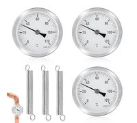 Udbrud Jauge de Température, 3 Pcs Thermomètre à Clip 0-120° à Ressort pour Surface du Tuyau, Pince et Aiguilles Bimétalliques pour Systèmes de Chauffage et Chaudières