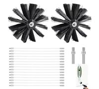 Udbrud Kit de Ramonage, Kit de Brosse Nettoyage Cheminée Poêle Pellet Réglable, Kit de Broussailles avec 15 Tiges en Nylon 410 mm, 2 Tête de Brosse 150mm et 2 Tige Hexagonale pour Tuyau d'égout