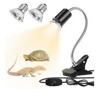 Udbrud Lampe Chauffante Tortue, Lampe Chauffante Terrarium avec 2 x 50W Ampoules UVA UVB et Pince Pivotante à 360 °Lampe Reptiles et Amphibiens pour Tortue, Serpent, Lézard