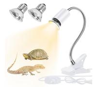 Udbrud Lampe Chauffante Tortue, Lampe Chauffante Terrarium avec 2 x 50W Ampoules UVA UVB et Pince Pivotante à 360 °Lampe Reptiles et Amphibiens pour Tortue, Serpent, Lézard (Blanc)