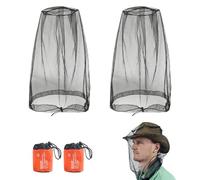 Udbrud Lot de 2 filets anti-moustiques pour le visage avec sac de rangement - Pour la randonnée, le camping, l'escalade, noir, gris, taille unique