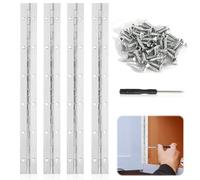 Udbrud Lot de 4 charnières de piano en acier inoxydable de 30 cm avec 48 vis en acier inoxydable pour piano, portes d'armoire, fenêtres