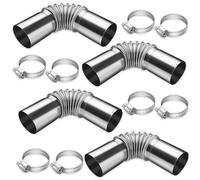 Udbrud Lot de 4 Raccords Coudés en Acier Inoxydable pour Tuyau D'échappement 24 mm Avec 8 Clips Chauffage Auxiliaire pour Générateur de Courant Chauffage Diesel Chauffage Voiture