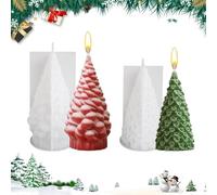 Udbrud Moule à Bougie en Silicone pour Arbre de Noël, 2pcs Moules pour Bougies de Noël Moule en Silicone pour Arbre de Noël 3D Ornements artisanaux de Noël