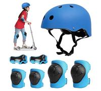 Udbrud Sets de Protection Enfant, 7Pcs Casque Vélo Réglable Coudières Genouillère Protège-Poignets Protections pour Skateboard Cyclisme Garcon Fille(Bleu)