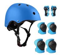 Udbrud Sets de Protection Enfant, 7Pcs Casque Vélo Réglable Coudières Genouillère Protège-Poignets Protections pour Skateboard Cyclisme Garcon Fille(Bleu)