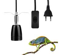 Udbrud Support De Lampe Chauffante, Lampe Chauffante Tortue Terrestre Avec Interrupteur E27 Douille De Lampe Chauffante 360 ° Orientable Fixation pour Lézard, Tortue, Reptile (Noir)