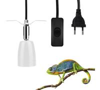 Udbrud Support De Lampe Chauffante, Lampe Chauffante Tortue Terrestre Avec Interrupteur E27 Douille De Lampe Chauffante 360 ° Orientable Fixation pour Lézard, Tortue, Reptile (Blanc)