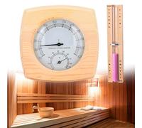 Udbrud Thermomètre hygromètre 2 en 1 de sauna, 15 Minutes Sablier Sauna Hygromètre de Sauna Résistant à la Chaleur Montage Mural pour Séance de Sauna Hammam Spa