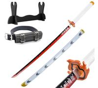 Udekit Anime Ninja Épée en Bambou Katana Guerrier Arme- 40pouces (104 cm) avec Ceinture et Support pour Halloween Fête à Thème Carnaval Fête Déguisée Cosplay