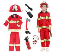 Udekit Costume de Pompier pour Enfants Chef des Pompiers Cosplay Jeu de Rôle Jouets Accessoires pour 8 à 11 Ans