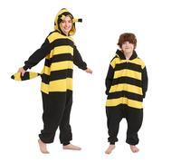 Udekit Pyjama avec Queue, Grenouillère Abeille, Combinaison, Peignoir, Déguisement Cosplay, Halloween Carnaval Fête, Enfants de 9 à 12 Ans
