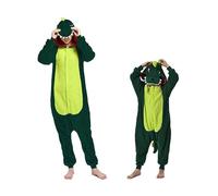 Udekit Pyjama de Dessin Animaux,Dinosaure Grenouillère Pyjama,Barboteuse Costume Dinosaure de Cosplay pour Enfants et Adultes Le Carnaval et la Fête d'halloween Costume