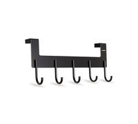 UDENIS Crochet de Porte Robuste pour Suspendre vêtements, Manteau, Sac, Peignoir, Serviette, Salle de Bain, Placard, Porte arrière de Porte, Robuste et antirouille, 5 Crochets en Aluminium Noir