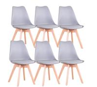 Uderkiny Lot 6 chaises Scandinaves Lot 6 Chaise Salle a Manger Lot Chaise Salle a Manger, Idéal pour Salle a Mange,Assise Rembourree et Pieds en Bois De Hetre, Gris