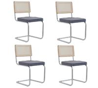 Uderkiny Lot de 4 chaises de conférence, chaises cantilever, chaises de bureau, salle à manger, convient pour salle de conférence, salle d'attente, bureau, restaurant, arceau plaqué et coussin en