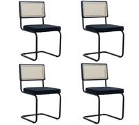 Uderkiny Lot de 4 chaises de conférence, chaises cantilever, chaises de bureau, salle à manger, convient pour salle de conférence, salle d'attente, bureau, restaurant, dossier en rotin, cadre en acier