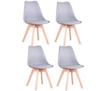 Uderkiny Lot de 4 Chaises de Salle à Manger，Chaises Scandinaves，Pieds en Bois Massif, Design Nordique Ergonomique, Idéales pour Salle à Manger, Salon, Cuisine, Chambre (Gris,4)
