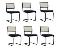 Uderkiny Lot de 6 chaises de conférence, chaises cantilever, chaises de bureau, salle à manger, convient pour salle de conférence, salle d'attente, bureau, restaurant, dossier en rotin, cadre en acier